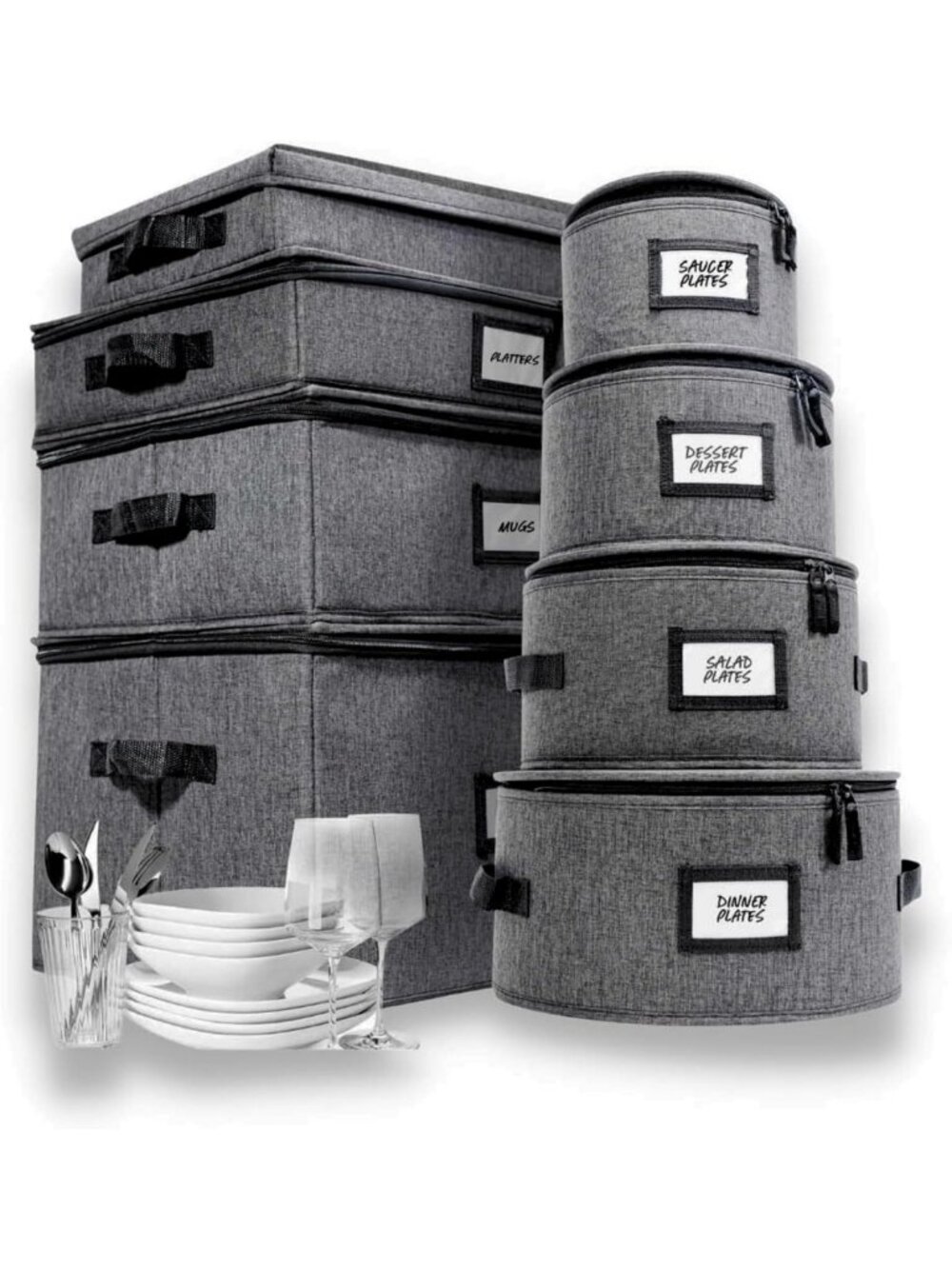 8pc Dinnerware Storage Containers Set with Lids - Stackable & Durable Kitchen